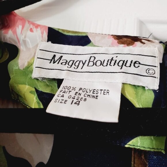 Vintage Floral 80s Shoulder Pad Feminine Cottage Retro Midi Dress 14 - Picture 4 of 7